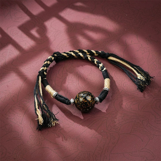 Buddha Stones Lacquer Craft Bead Multicolored Braided String Bracelet - Black - image 7