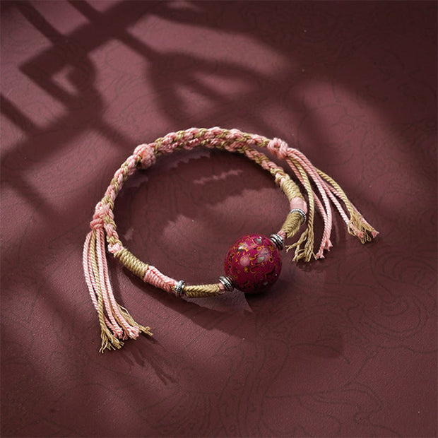 FREE Today: Purity and Healing Lacquer Craft Bead Multicolored Braided String Bracelet - LightPink - image 3