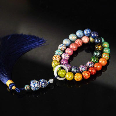 Buddha Stones Ebony Lacquer Craft Gourd Bead Tassel Blessing Bracelet - Ebony(Wrist Circumference:15-18cm) - image 0
