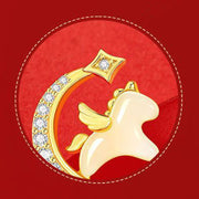 Buddha Stones Year Of The Horse Hetian Jade 925 Sterling Silver Moon Zircon Abundance Earrings - image 7