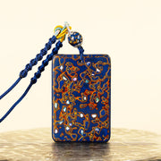 Buddha Stones Handcrafted Lacquer Craft Sandalwood Protection Pendant Necklace - DarkBlue(Pendant Size:4*6*1cm) - image 14