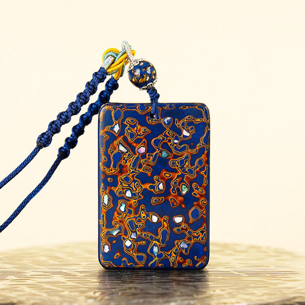Buddha Stones Handcrafted Lacquer Craft Sandalwood Protection Pendant Necklace - DarkBlue(Pendant Size:4*6*1cm) - image 14
