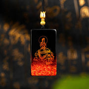 Buddha Stones Chinese Zodiac Natal Buddha Fu Character Lacquer Craft Sandalwood Pendant Necklace - Dragon/Snake-Samantabhadra Bodhisattva - image 13