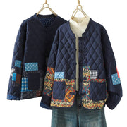 Buddha Stones Ethnic Frog-button Patchwork Women's Thickened Cotton Long Sleeve Jacket With Pockets - image 18