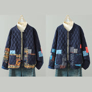 Buddha Stones Ethnic Frog-button Patchwork Women's Thickened Cotton Long Sleeve Jacket With Pockets - image 17