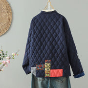 Buddha Stones Ethnic Frog-button Patchwork Women's Thickened Cotton Long Sleeve Jacket With Pockets - image 6