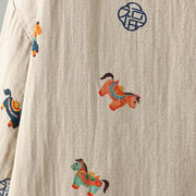 Buddha Stones Horse Fu Character Pattern Frog-Button Design Women's Cotton Long Sleeve Thickened Jacket - image 13