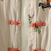 Buddha Stones Horse Fu Character Pattern Frog-Button Design Women's Cotton Long Sleeve Thickened Jacket - image 9