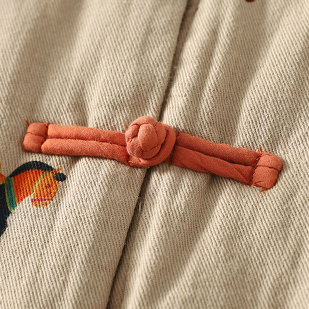 Buddha Stones Horse Fu Character Pattern Frog-Button Design Women's Cotton Long Sleeve Thickened Jacket - image 8