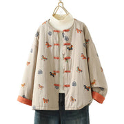 Buddha Stones Horse Fu Character Pattern Frog-Button Design Women's Cotton Long Sleeve Thickened Jacket - image 19
