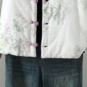 Buddha Stones Women's Printing Flower Pattern Long Sleeve Frog-buttons Cotton Jacket - image 8