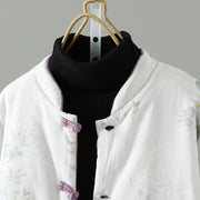 Buddha Stones Women's Printing Flower Pattern Long Sleeve Frog-buttons Cotton Jacket - image 2
