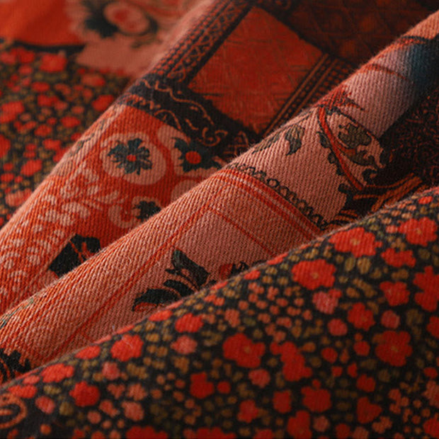 Buddha Stones Women's Ethnic Floral Long Sleeve Frog-buttons Cotton Thermal Jacket - image 7