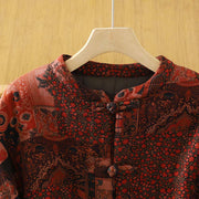 Buddha Stones Women's Ethnic Floral Long Sleeve Frog-buttons Cotton Thermal Jacket - image 2