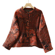 Buddha Stones Women's Ethnic Floral Long Sleeve Frog-buttons Cotton Thermal Jacket - image 12