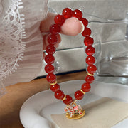 Buddha Stones Year Of The Horse Natural Cinnabar Red Agate Calm Confidence Bracelet - image 8