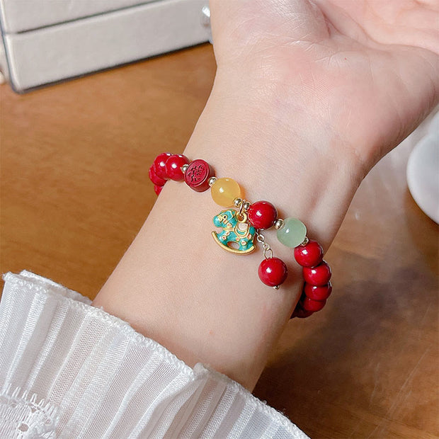 Buddha Stones Year Of The Horse Natural Cinnabar Red Agate Calm Confidence Bracelet - image 2