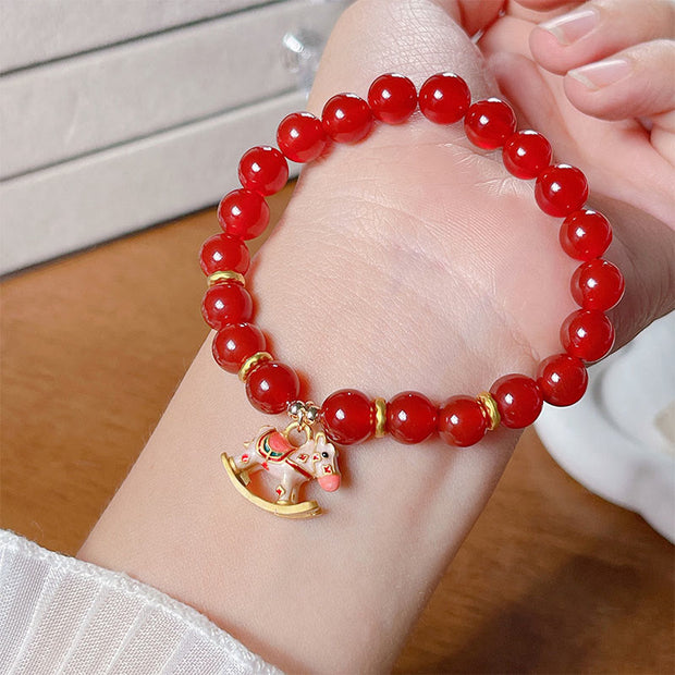 Buddha Stones Year Of The Horse Natural Cinnabar Red Agate Calm Confidence Bracelet - image 6