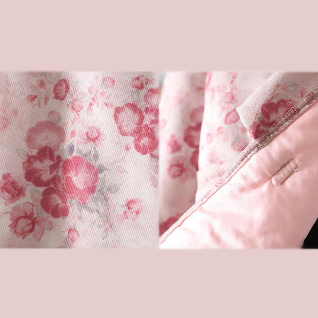 Buddha Stones Women's Commute LightPink Printing Floral Frog-buttons Cotton Long Sleeve Jacket - image 10