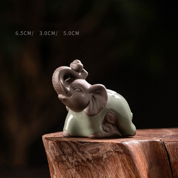 Buddha Stones Small Elephant Statue Ceramic Strength Home Desk Decoration 6.5*3*5cm - Elephant 6.5*3*5cm - image 0