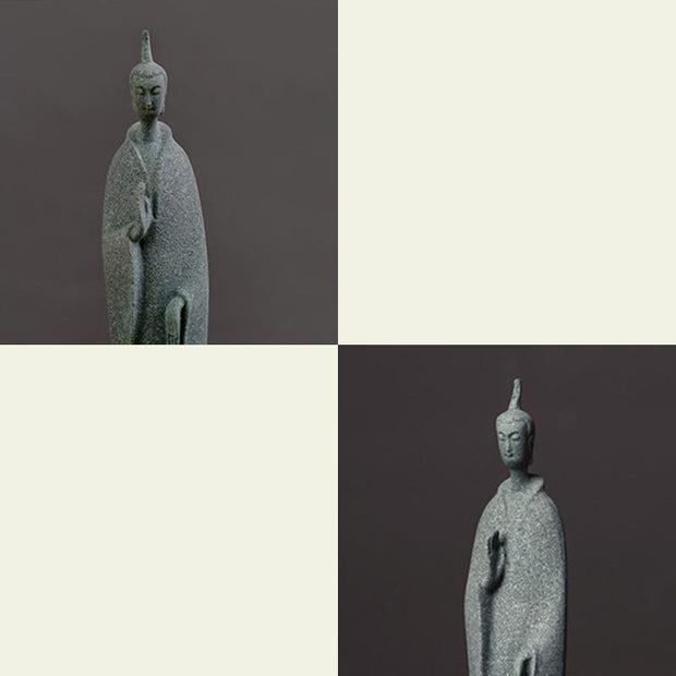 Buddha Stones Meditation Buddha Standing Statue Sandstone Home Decoration 3.8*6.5*17cm - image 2