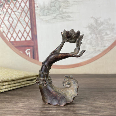 Buddha Stones Classic Buddha's Hand Lotus Alloy Home Decoration 4.7*2.9*8.4 cm - 4.7*2.9*8.4 cm - image 0