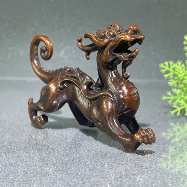 Buddha Stones FengShui Small PiXiu Alloy Wealth Luck Decoration 9.2*2.4*5.2 cm - image 1