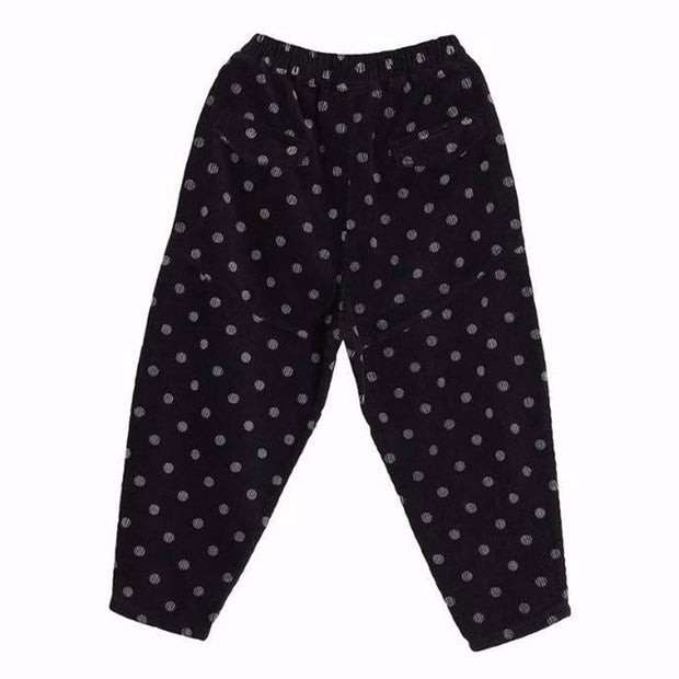 Buddha Stones Women's Fall Commute Printing Dot Pattern Corduroy Harem Pants With Pockets - image 19