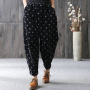 Buddha Stones Women's Fall Commute Printing Dot Pattern Corduroy Harem Pants With Pockets - image 9