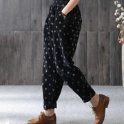 Buddha Stones Women's Fall Commute Printing Dot Pattern Corduroy Harem Pants With Pockets - image 10