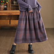 Buddha Stones Women's Winter Plaid Pattern Cotton Thermal 7-8 Length Skirt With Pockets - image 2