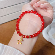 Buddha Stones Year Of The Horse Copper Coins Natural Red Agate Calm Confidence Bracelet - image 2
