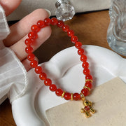 Buddha Stones Year Of The Horse Copper Coins Natural Red Agate Calm Confidence Bracelet - Horse With Copper Coin & Red Agate(Wrist Circumference 14-17cm) - image 0