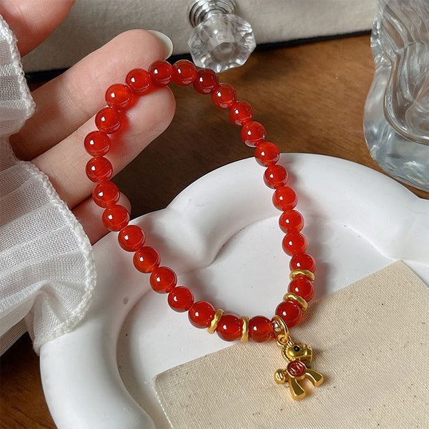Buddha Stones Year Of The Horse Copper Coins Natural Red Agate Calm Confidence Bracelet - Horse With Copper Coin & Red Agate(Wrist Circumference 14-17cm) - image 0