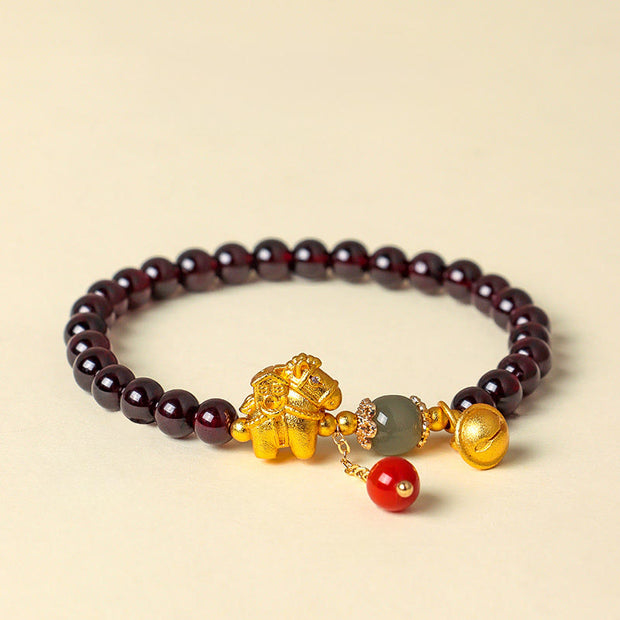 Buddha Stones Year Of The Horse Garnet Fu Character Lucky Fortune Charm Protection Bracelet - Horse get house - image 15