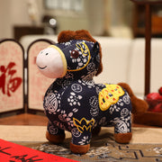 Buddha Stones Year of the Horse Copper Coins Plush Doll Home Decoration - SteelBlue - 28cm - image 7