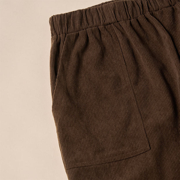 Buddha Stones Women's Commute Pure Color Corduroy Pants With Pockets - image 8