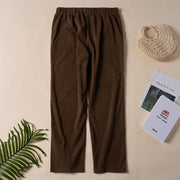 Buddha Stones Women's Commute Pure Color Corduroy Pants With Pockets - image 4