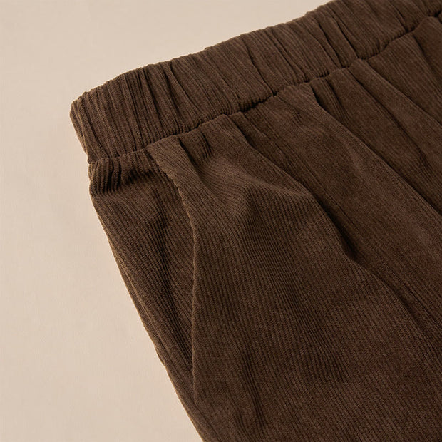 Buddha Stones Women's Commute Pure Color Corduroy Pants With Pockets - image 7