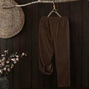 Buddha Stones Women's Commute Pure Color Corduroy Pants With Pockets - image 2