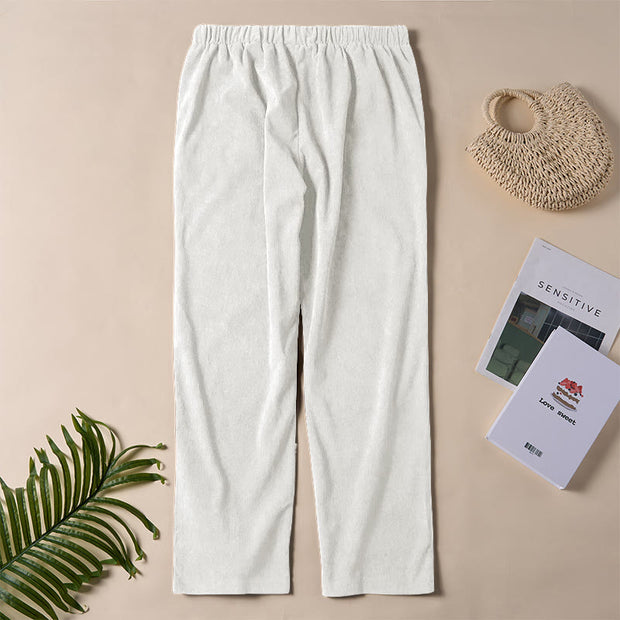 Buddha Stones Women's Commute Pure Color Corduroy Pants With Pockets - image 13