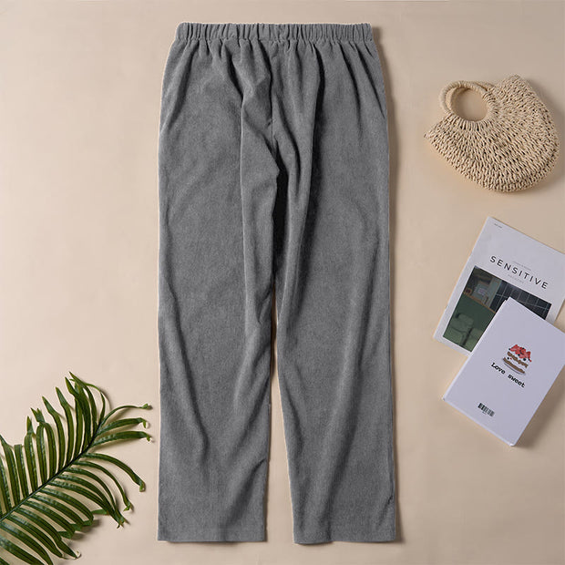 Buddha Stones Women's Commute Pure Color Corduroy Pants With Pockets - image 19