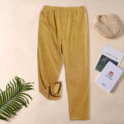 Buddha Stones Women's Commute Pure Color Corduroy Pants With Pockets - image 26