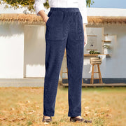 Buddha Stones Women's Commute Pure Color Corduroy Pants With Pockets - DarkBlue - US16，UK/AU20，EU48 (3XL) - image 27