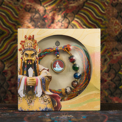 Buddha Stones Thangka Chinese Zodiac Natal Buddha Cinnabar Blessing String Bracelet - Rat-Thousand-armed Avalokitesvara - image 0