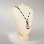 Buddha Stones Tibetan Yin Yang Bagua Design Nine-eye Dzi Agate Blessing Necklace Pendant - image 1