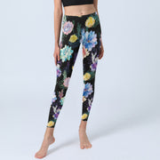 Buddha Stones Colorful Watercolor Style Flower Pattern Print Gym Leggings Women's Yoga Pants - image 5