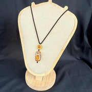 Buddha Stones Tibetan Agate Carved God of Wealth Nine-eye Dzi Bead Blessing Necklace Pendant - image 2