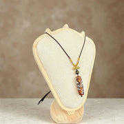 Buddha Stones Tibetan Agate Dragon Pattern Nine-eye Dzi Protection Necklace Pendant - Agate - image 0