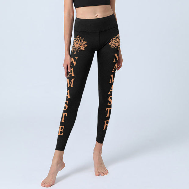 Buddha Stones Namaste Lotus Shape Gym Leggings Women's Yoga Pants - image 5
